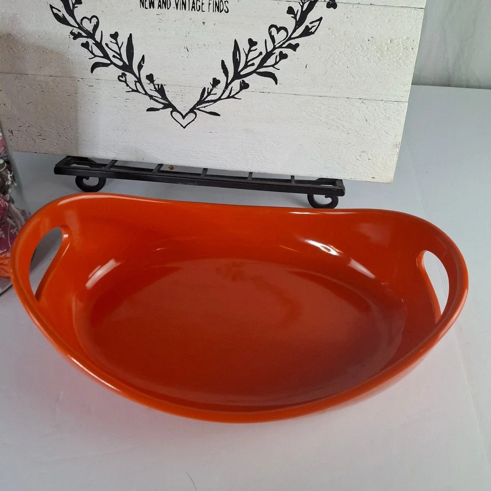 Rachael Ray Orange Stoneware 2.25 Quart Oval Casserole Dish Baker H022